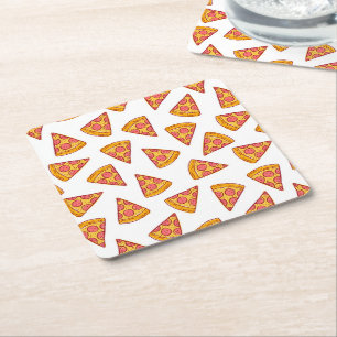 Fun Pizza Slice Pattern Rechteckiger Pappuntersetzer