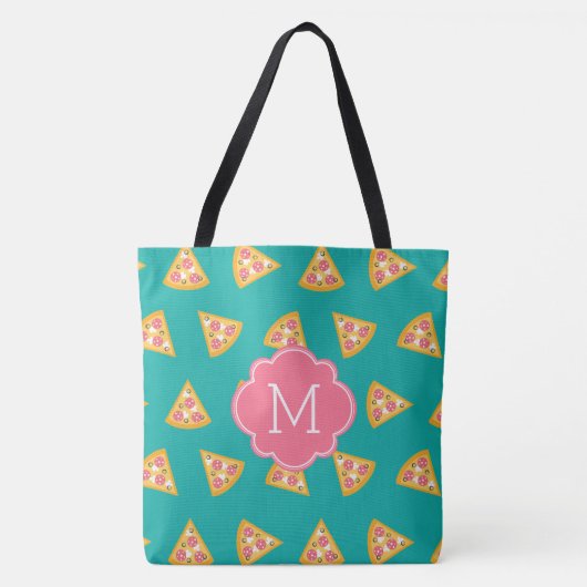 Fun Pizza Slices Muster Monogram Tasche (Vorderseite)