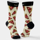 Fun Pizza Slices Print mit Individuelle Name Crew Socken (Gewinkelt)