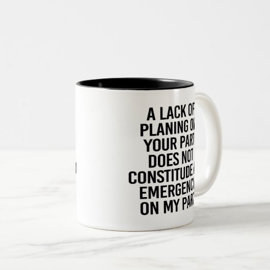 Fun Planification Passive aggressive Planung Gesch Zweifarbige Tasse (VorderseiteRechts)