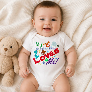 Fun Playful Colorful My Grandma Loves Me Baby Strampler