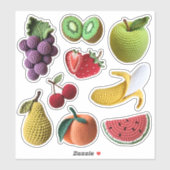 Fun Playful Crochet Fruit Collage Scrapbook Aufkleber (Blatt)