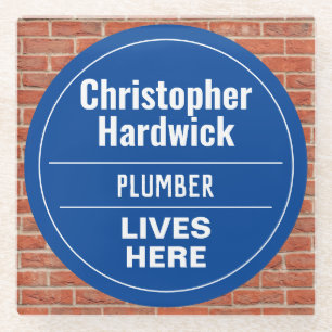 Fun Plumber Wall Plaque Style Glass Untersetzer