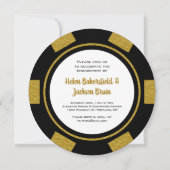 Fun Poker Chip Black Gold Wedding Verlobung Einladung (Rückseite)