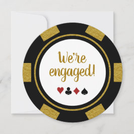Fun Poker Chip Black Gold Wedding Verlobung Einladung
