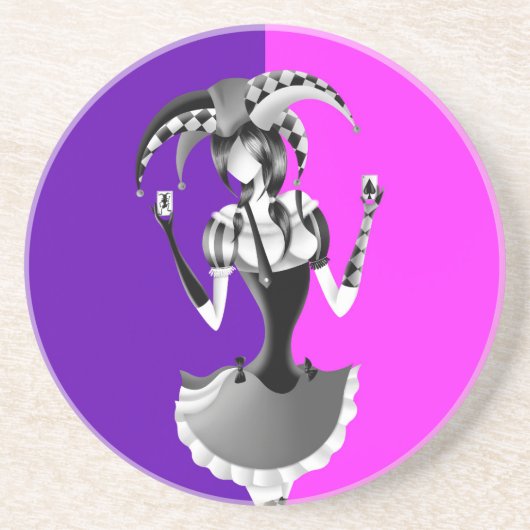 Fun Poker Playing Jester Getränkeuntersetzer (Vorne)