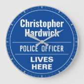 Fun Police Officer Wall Plaque Stil große Uhr (Vorderseite)