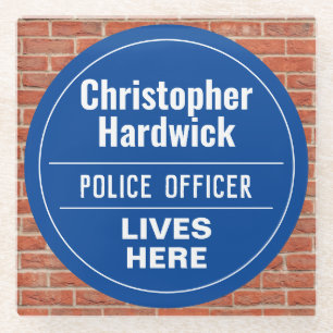 Fun Police Officer Wall Plaque Style Glass Unterse Glasuntersetzer
