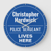 Fun Police Sergeant Wall Plaque Stil große Uhr (Vorderseite)