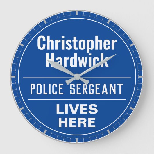 Fun Police Sergeant Wall Plaque Stil große Uhr (Vorderseite)