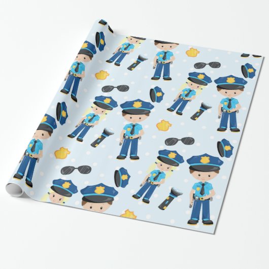 Fun Policeman Muster Party Packpapier (Ungerollt)