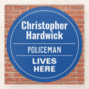 Fun Policeman Wall Plaque Style Glass Untersetzer