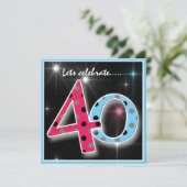 Fun Polka Dot 40. Geburtstag Party Einladung (Stehend Vorderseite)