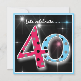 Fun Polka Dot 40. Geburtstag Party Einladung
