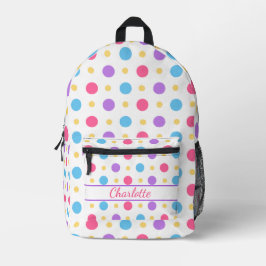 Fun Polka Dot Pink Lila Blue Bedruckter Rucksack