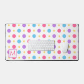 Fun Polka Dot Pink Lila Blue Monogram Schreibtischunterlage (Tastatur & Maus)