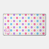 Fun Polka Dot Pink Lila Blue Monogram Schreibtischunterlage (Vorderseite)