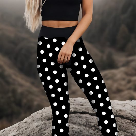 Fun Polka Dot Schwarz-weiße Spots Hoch Ohr Capri Leggings