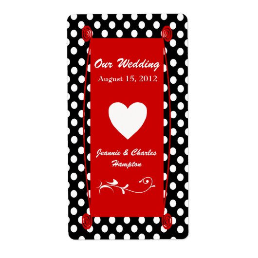 Fun Polka Dot Wedding Mini Wine Label (Vorne)