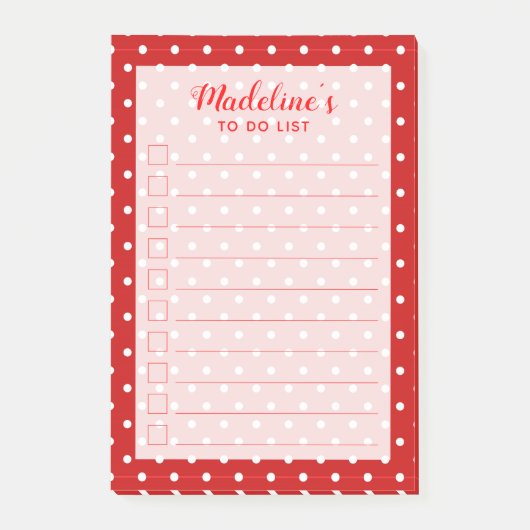 Fun Polka Dots | Personalisiert zu erledigende Lis Post-it Klebezettel (Vorderseite)