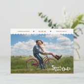 Fun Polka Dots Pinsel Skript-Foto Save the Date (Stehend Vorderseite)