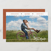 Fun Polka Dots Pinsel Skript-Foto Save the Date (Vorne/Hinten)