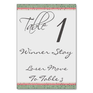 Fun Polka Dots Stilvolle Bunco Table Card #1 Tischnummer
