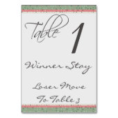 Fun Polka Dots Stilvolle Bunco Table Card #1 Tischnummer (Vorderseite)