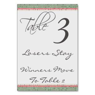 Fun Polka Dots Stilvolle Bunco Table Card #3 Tischnummer
