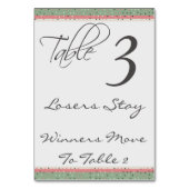 Fun Polka Dots Stilvolle Bunco Table Card #3 Tischnummer (Vorderseite)