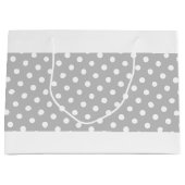 Fun Polka Punkte auf hellgrauen, weißen Streifen Große Geschenktüte (Vorderseite)