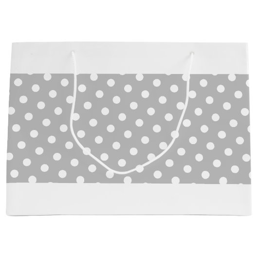 Fun Polka Punkte auf hellgrauen, weißen Streifen Große Geschenktüte (Vorderseite)