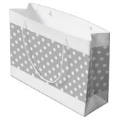 Fun Polka Punkte auf hellgrauen, weißen Streifen Große Geschenktüte (Rückseite Schrägansicht)