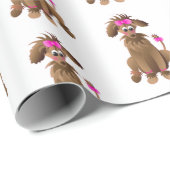 Fun Poodle-like Pet mit rosa Ribbons Geschenkpapier (Rolleneckpunkt)