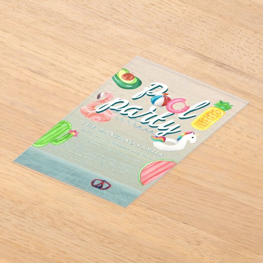 Fun Pool Flools | Pool-Party Acryleinladungen (Ablage )