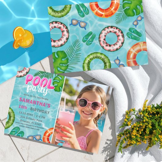 Fun Pool Party Any Age Birthday Invitation Einladung