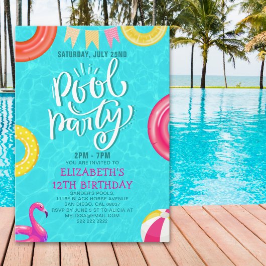 Fun Pool Party Birthday Invitation – Summer Splash Einladung