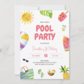 Fun Pool Party Geburtstag Einladung (Vorderseite)