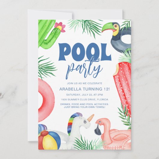 Fun Pool Party | Geburtstag Einladung (Vorderseite)