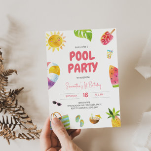 Fun Pool Party Geburtstag Einladung
