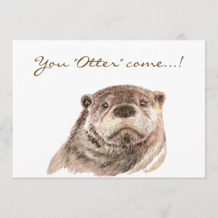 Fun Pool Party Geburtstag Niedlichen Otters einlad Einladung