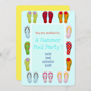 Fun Pool Party niedlich und modern Flip Flops Einladung
