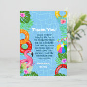 Fun Pool Party Schwimmen Geburtstag Dankeskarte (Stehend Vorderseite)