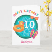 Fun Pool Sommer 10. Geburtstag Karte (Gelbe Blume)