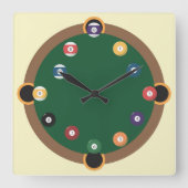 Fun Pool Table Quadratische Wanduhr (Vorderseite)