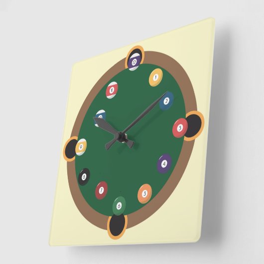 Fun Pool Table Quadratische Wanduhr (Winkel)