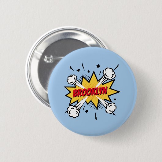 Fun Pop Art Comic Buch Stil callout Logo Button (Vorne & Hinten)