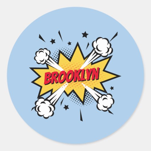 Fun Pop Art Comic Buch Stil callout Logo Runder Aufkleber (Vorderseite)