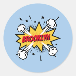 Fun Pop Art Comic Buch Stil callout Logo Runder Aufkleber