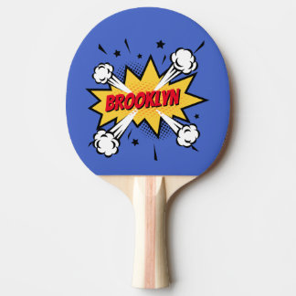 Fun Pop Art Comic Buch Stil callout Logo Tischtennis Schläger